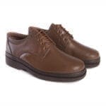 Par de zapatos cómodos tipo Blucher de hombre, con ancho especial y cordón, de color castaño, modelo 5054 V2