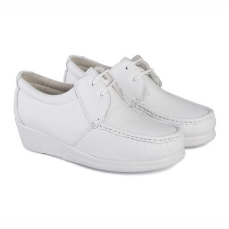 Par de zapatos de mujer tipo kiowa con cordón, de color blanco, modelo 5163 V2