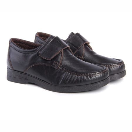 Par de zapatos cómodos de mujer con velcro de color marrón oscuro, modelo 5235 Noe V2
