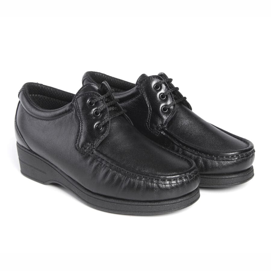 Par de zapatos cómodos de mujer con cordón, de color negro, modelo 5602 V2