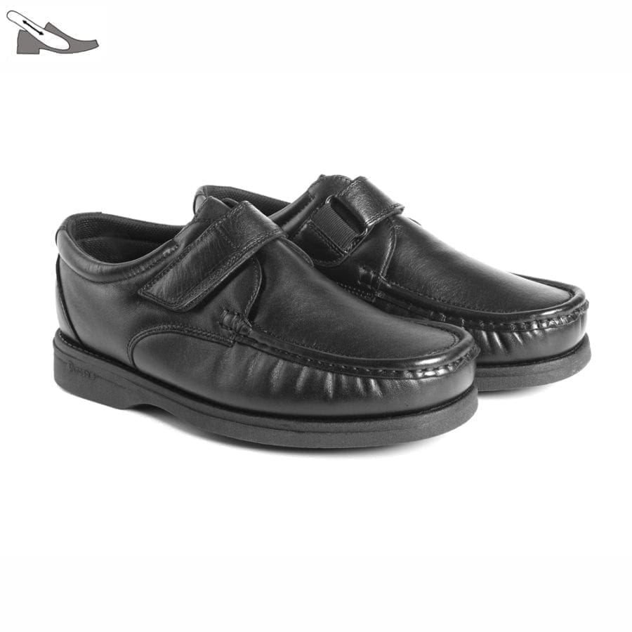 Par de zapatos de hombre con horma extra ancha y cierre de velcro, color negro, modelo 5660-H V2