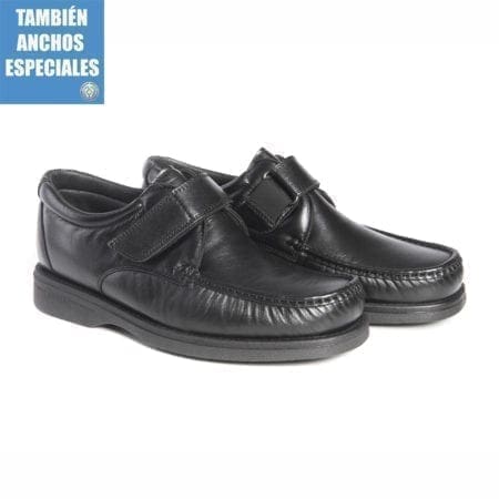 Pair of comfortable men's shoes with velcro fastening, black colour, model 5660 V2