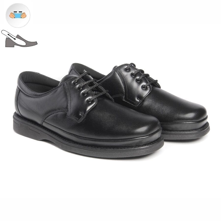 Par de zapatos para hombre con cordón y horma extra ancha, color negro, modelo 5747-H V2