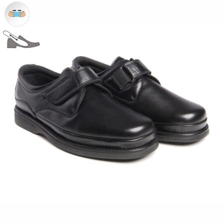 Par de zapatos cómodos para hombre con ancho especial, color negro, modelo 5749-H V2