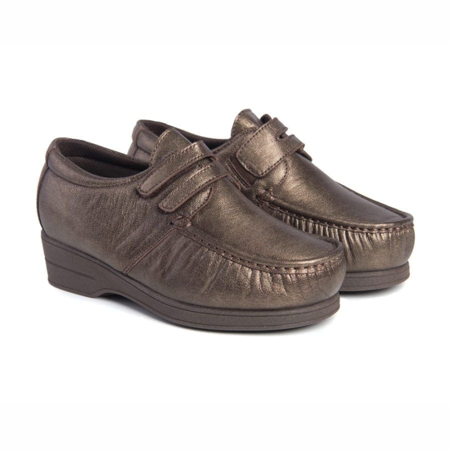 Par de zapatos cómodos de mujer, color marrón cobrizo, modelo 5962-H V2