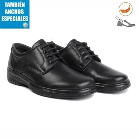 Pair of men's lace-up blucher shoes, black, model 5975 V2