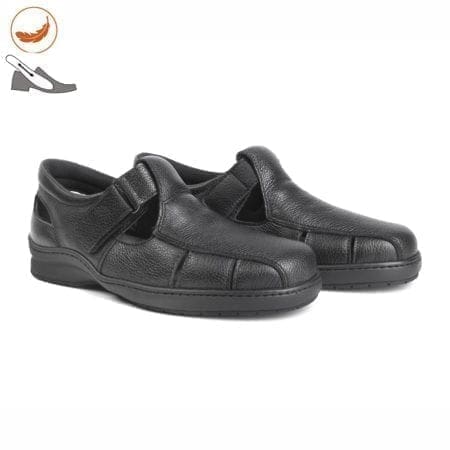 Pair of men's sandals with special width, black, model 6008-H V2