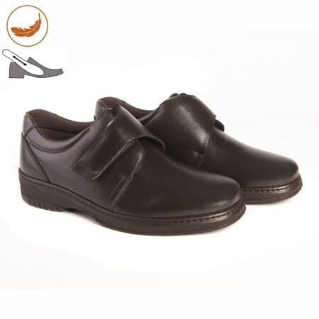 Par de zapatos de hombre con horma extra ancha y cierre de velcro, color marrón, modelo 6176-H V2