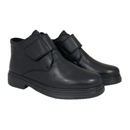 Pair of comfortable men's ankle boots with velcro fastening, black, model 6211-H V2