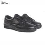 Par de zapatos cómodos para hombre con horma extra ancha y cordón, color negro, modelo 6355-H V2