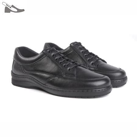 Pair of comfortable men's shoes with extra wide last and lace-up, black, model 6355-H V2