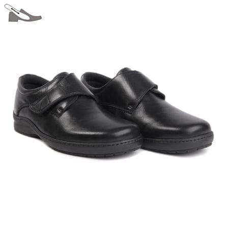 Par de zapatos cómodos para hombre con horma extra ancha y cierre de velcro, de color negro, modelo 6788-H V2