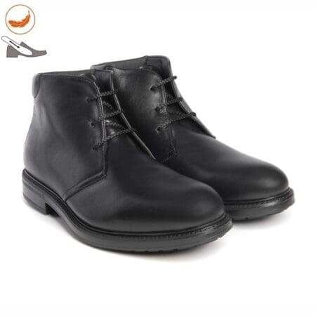 Comfortable men's lace-up ankle boots, black, model 7627 V2