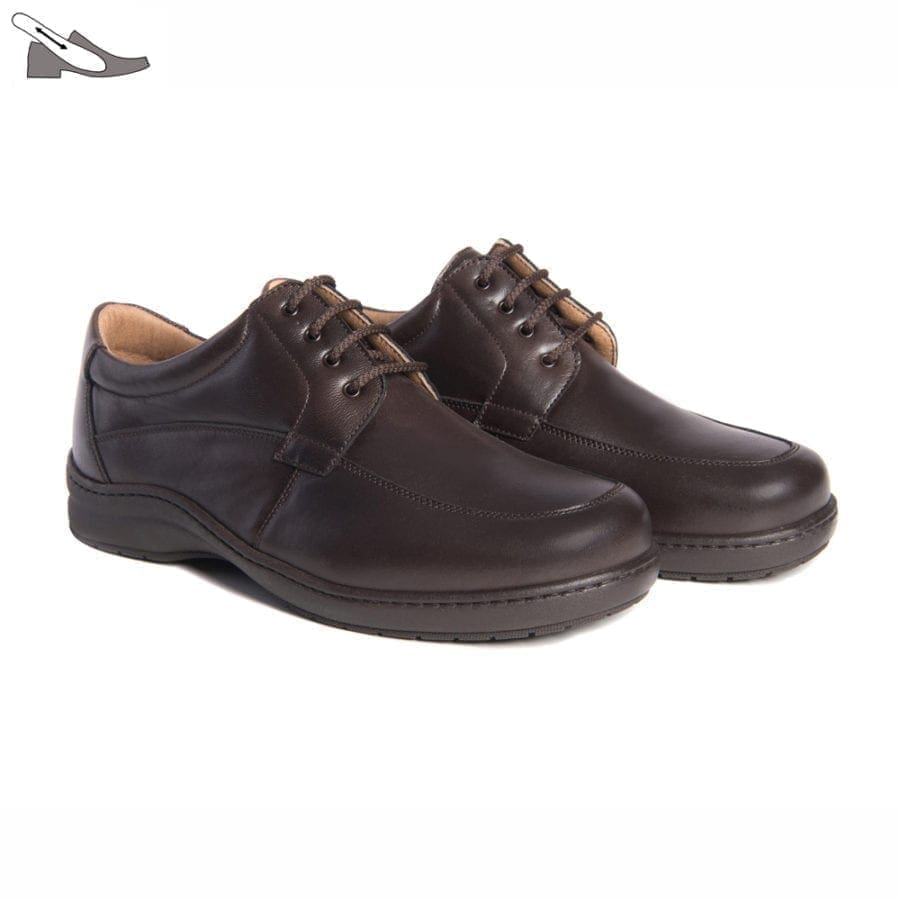 Par de zapatos cómodos para hombre con cordón, color marrón, modelo 7630-H V2