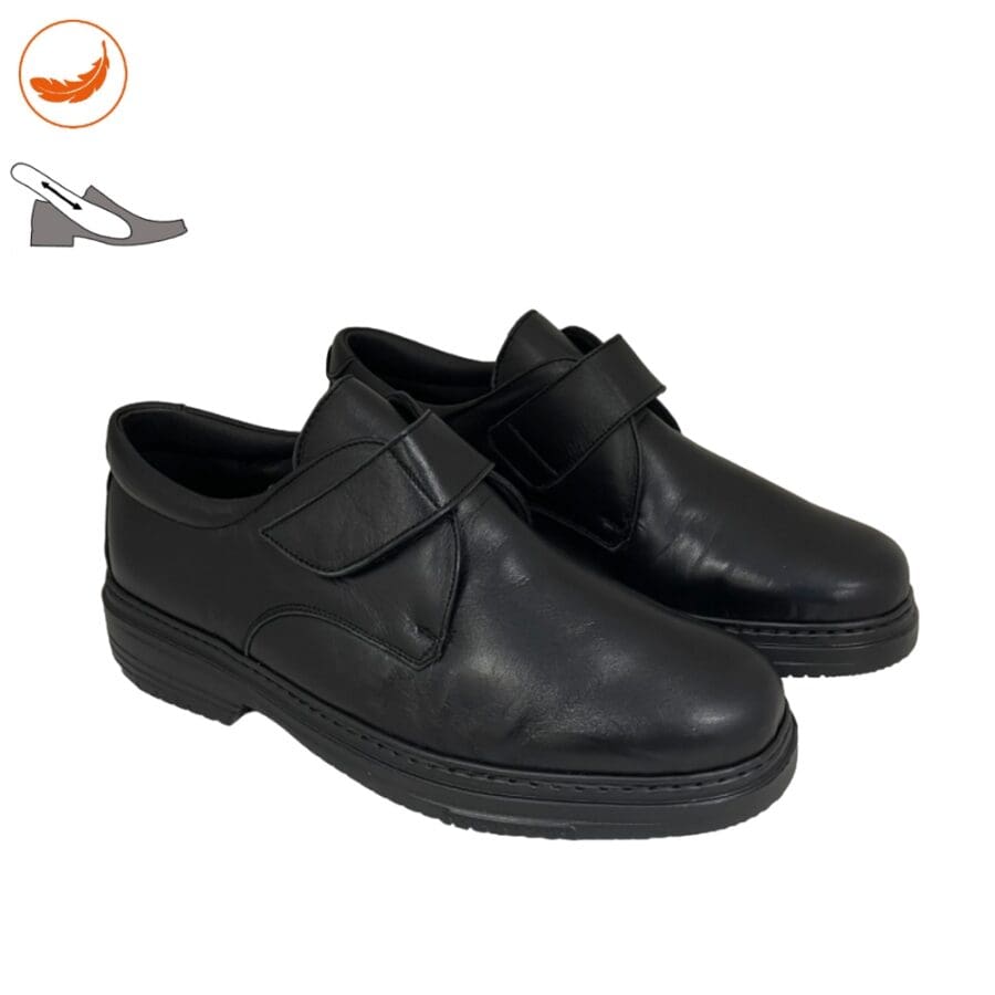 Par de zapatos de hombre con horma extra ancha, de color negro, con plantilla extraíble y muy ligeros, modelo 5479-H V2