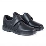 Par de zapatos de hombre con horma extra ancha y cierre de velcro, color negro, modelo 6176-H Clink V2